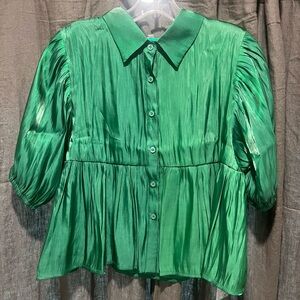 Green Button Ruffle Top